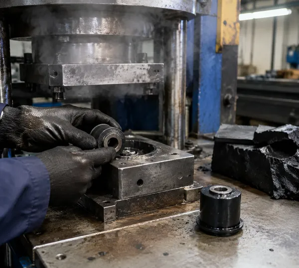 Proceso de vulcanización de bujes de goma para Barras Link